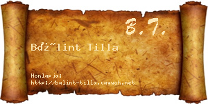 Bálint Tilla névjegykártya